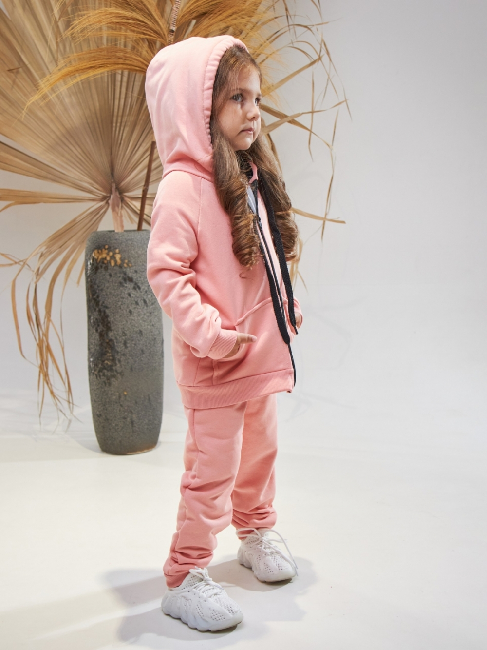 328-ПЕР. Костюм детский  на молнии, персик, хлопок 65%, 35% ПЭ, 3-х нитка без начеса 80,86,92