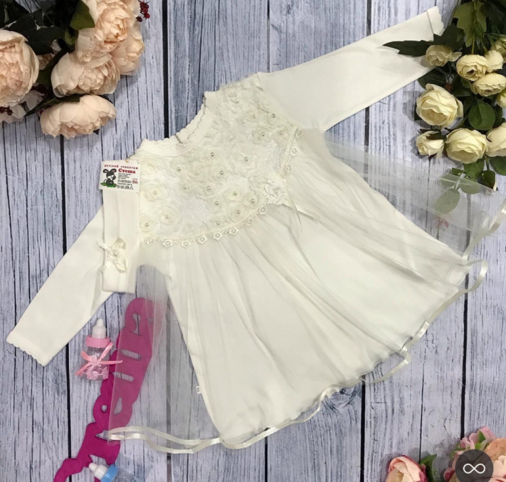 126. Платье ясельное с юбкой,100% хлопок интерлок 56,62,68