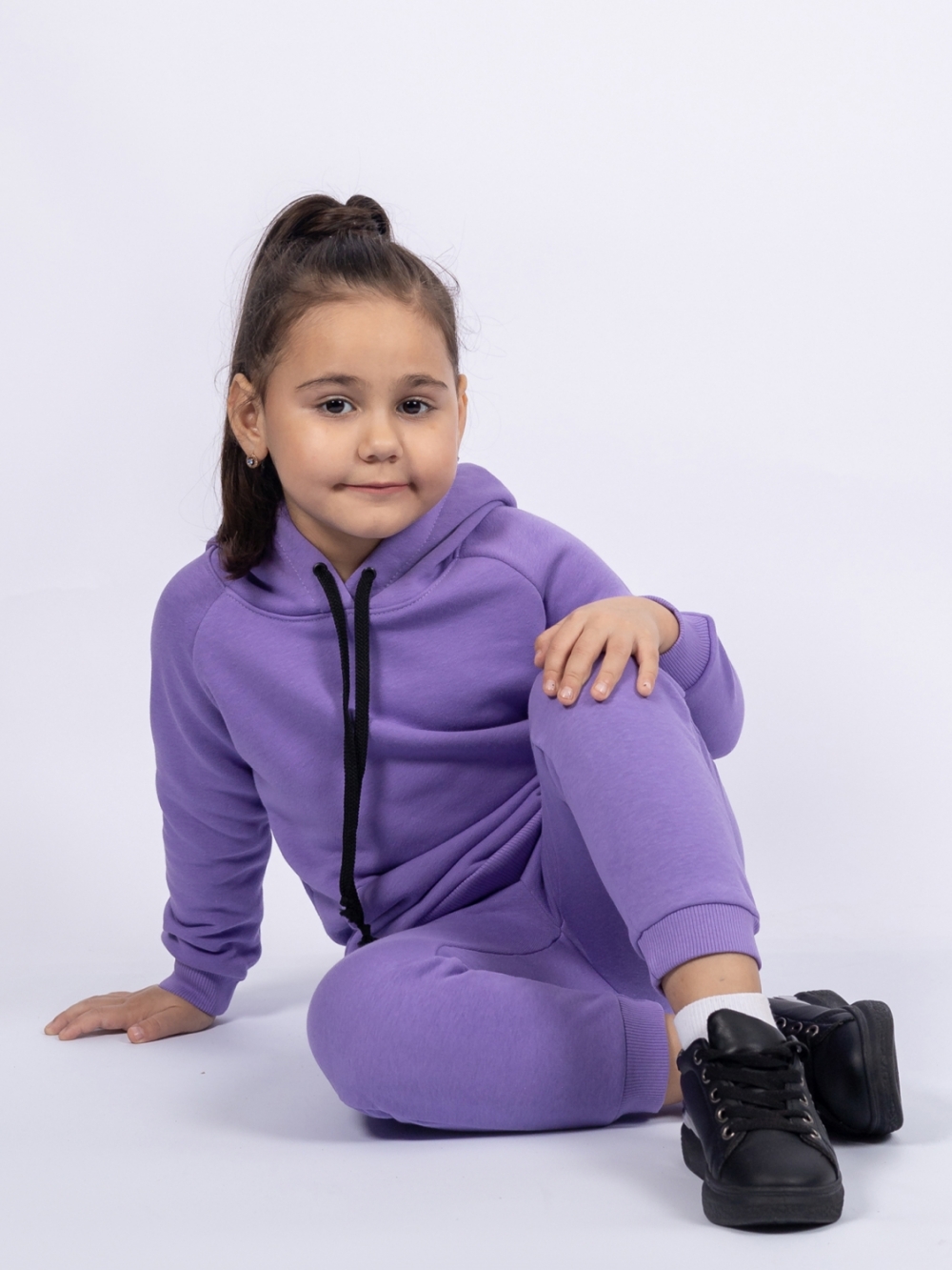 311-Л. Свитшот с капюшоном + Штаны, хлопок 65%, 35% ПЭ, 3-х нитка ( без начеса) лиловый 122,128,134,140