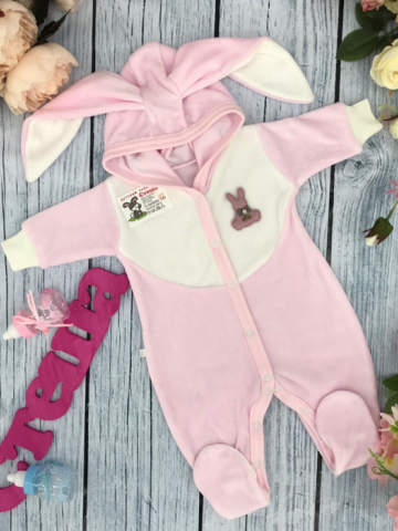 Купить оптом 212. Комбинезон с ушками, хлопок 80% велюр, 20%  ПЭ 62.68,74 в Тюмени