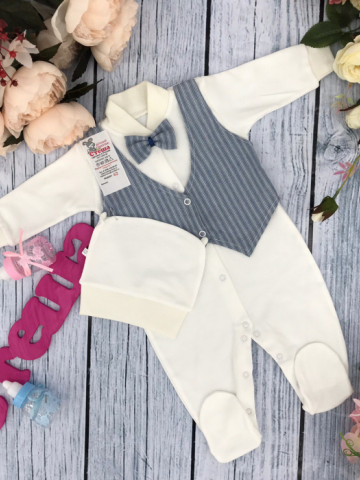 Купить оптом 224-Г. Комбинезон, хлопок 100% интерлок, "Жилет новый" голубая полоса в Тюмени