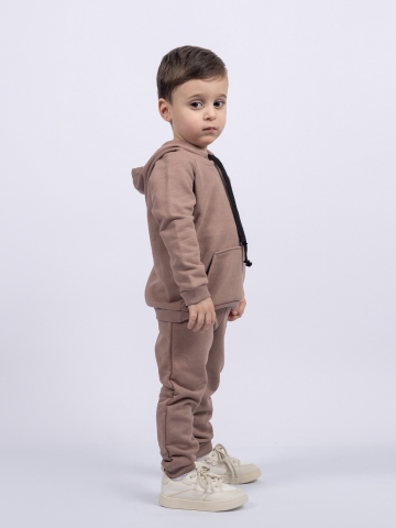 Купить оптом 311-Ш. Свитшот с капюшоном + Штаны, хлопок 65%, 35% ПЭ, 3-х нитка ( без начеса) шоколад 98,104,110,116 в Тюмени