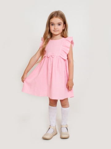 Купить 322-Р. Платье из муслина детское, хлопок 100% розовый, р. 98,104,110,116 в Тюмени