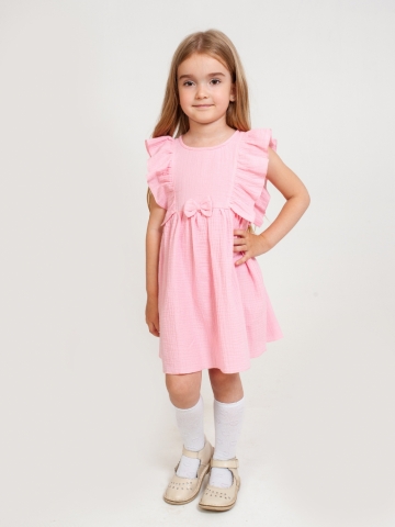 Купить 322-Р. Платье из муслина детское, хлопок 100% розовый, р. 74,80,86,92 в Тюмени