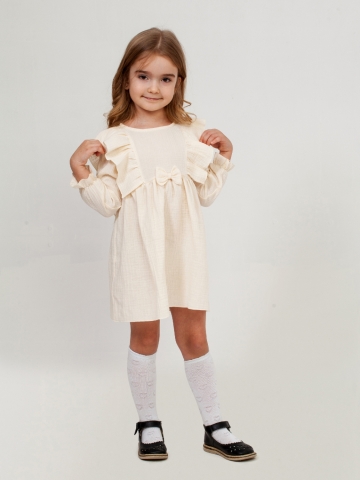 Купить 321-СЛ. Платье из муслина детское, хлопок 100% сливочный, р. 98,104,110,116 в Тюмени